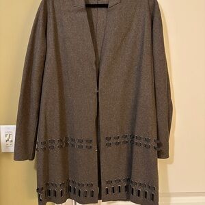 Elie Tahari Rich Brown Women's Cardigan with Zippered Sleeves